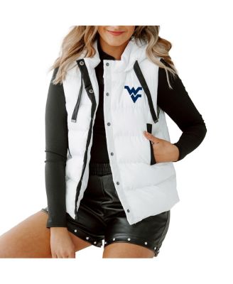 Gameday Couture - Women's White West Virginia Mountaineers&nbsp;Hooded Full-Snap Puffer Vest