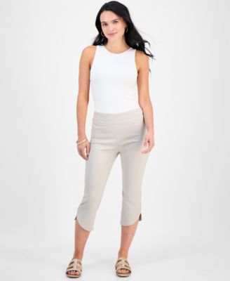 JM Collection - Petite Split-Hem Pull-On Capri Pants