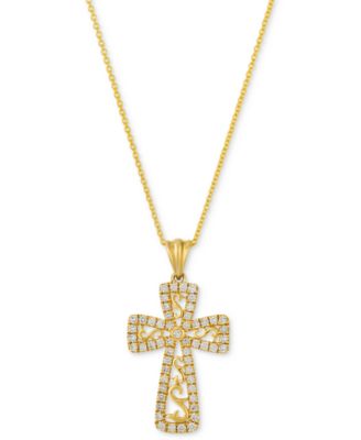 Le Vian - Nude Diamond™ Cross Pendant Necklace (3/8 ct. t.w.) in 14k Yellow Gold