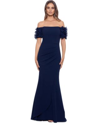 XSCAPE - Petite Off-The-Shoulder Ruffled-Sleeve Gown