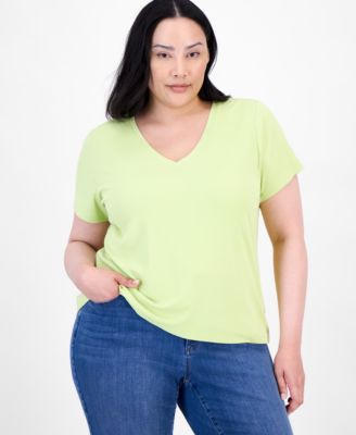 I.N.C. International Concepts - Plus Size V-Neck Ribbed Knit Top, Exclusively at Macy's