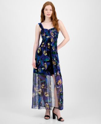 Connected - Women's Floral Chiffon Overlay Sheath Dress