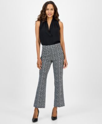 AK Anne Klein - Women's Printed Cool Crepe Pull-On Pants