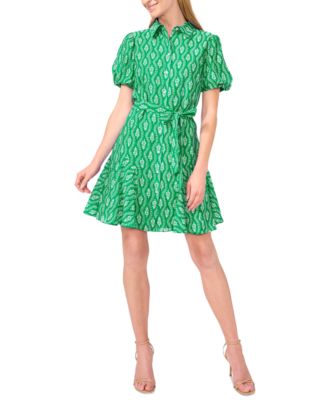 CeCe - Women's Flowy Tie Waist Shirt Dress