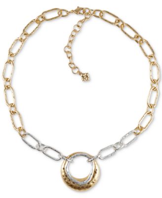 Patricia Nash - Two-Tone Double Circle Pendant Necklace, 18" + 3" extender