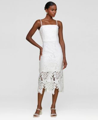 Avec Les Filles - Women's Embroidered Sleeveless Midi Dress