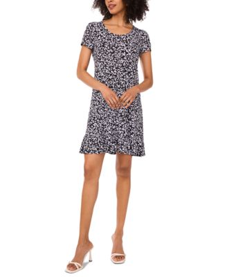 MSK - Women's Vine-Print Short-Sleeve Shift Dress
