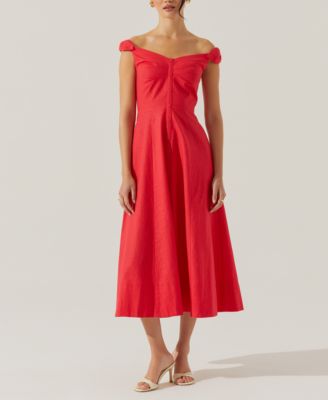 ASTR the Label - Women's Charelin Off-The-Shoulder Linen-Blend Midi Dress