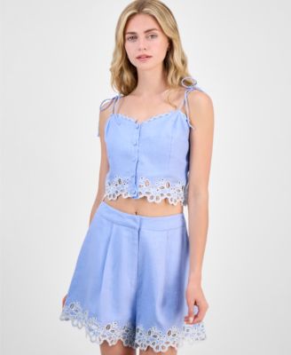 ASTR the Label - Women's Kiya Eyelet-Trim Crop Top
