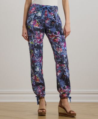 Lauren Ralph Lauren - Petite Print Linen Cargo Ankle Pants