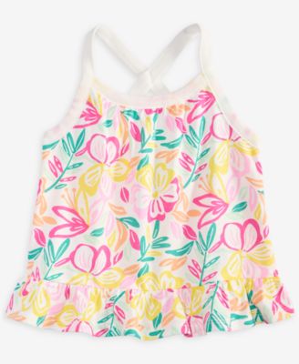 First Impressions - Baby Girls Modern Tropical-Print Peplum Tank Top