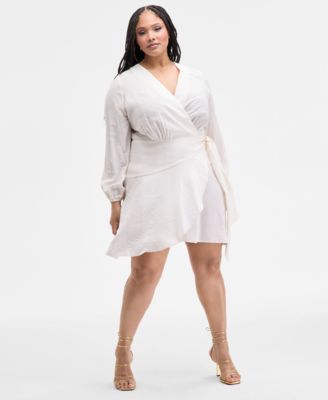 Nina Parker - Trendy Plus Size Crinkle Wrap Dress