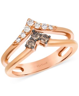 Le Vian - Chocolate Diamond & Nude Diamond Double Chevron Ring (1/3 ct. t.w.) in 14k Rose Gold