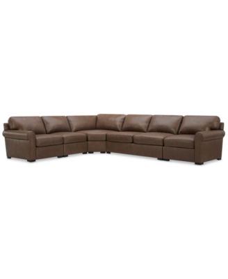 Furniture - Radley Roll Arm 152" 5-Pc. Leather Wedge Corner L Sectional