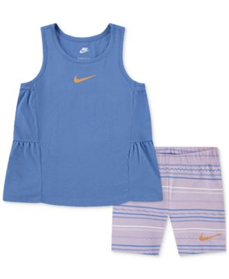 Nike - Little Girls Sunny Swoosh Tank Top & Bike Shorts, 2 Piece Set