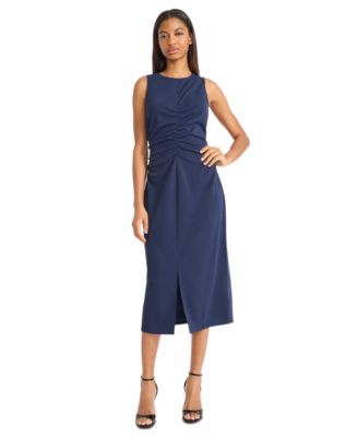 Donna Morgan - Women's V-Neck Sleeveless Midi Crepe Dress