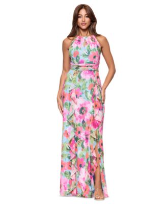 XSCAPE - Petite Floral-Print Ruffled Gown