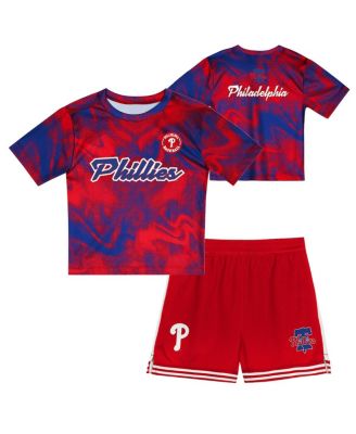 Outerstuff - Toddler Royal/Red Philadelphia Phillies Pinch Hitter Infielder T-Shirt and Shorts Set