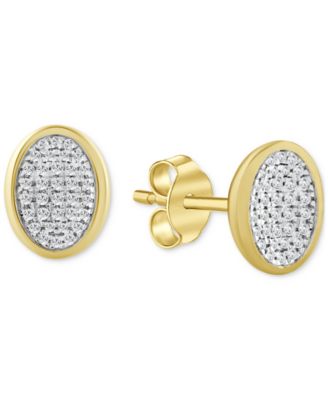 Macy's - Diamond Oval Bezel Cluster Stud Earrings (1/5 ct. t.w.) in 14k Gold