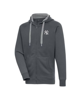Antigua - Men's Charcoal New York Yankees Metallic Victory Full-Zip Hoodie