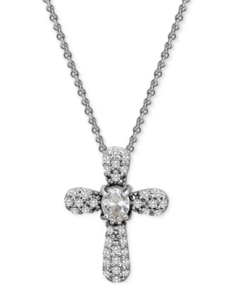 Giani Bernini - Cubic Zirconia Cross Pendant Necklace (1/2 c.t. t.w.) in 18k Gold Over Sterling Silver