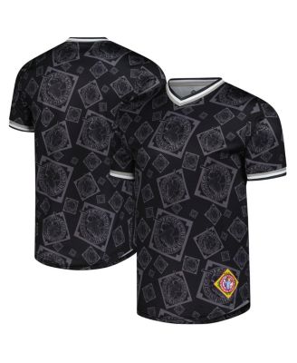 Stitches - Men's Black Negro League Baseball Allover Print V-Neck Baseball Jersey