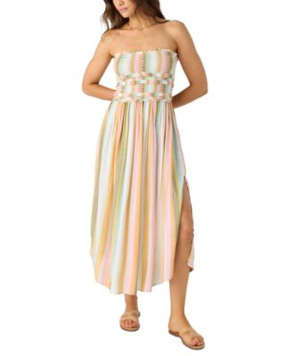 O'Neill - Juniors' Devyn Low Tide Striped Strapless Dress