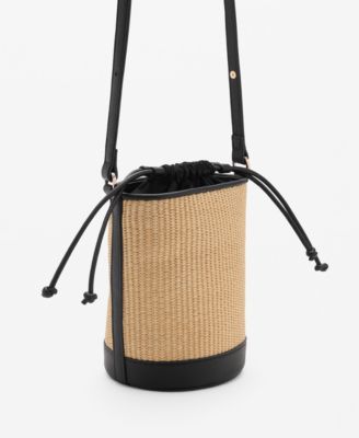 MANGO - Women's Small Raffia-Effect Bucket Bag