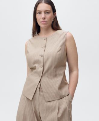 MANGO - Women's Striped Lyocell Suit Vest