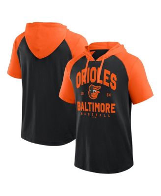 Fanatics - Men's Black Baltimore Orioles Prime Raglan Short Sleeve Hoodie T-Shirt