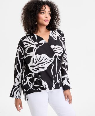 Macy's - Plus Size Printed Surplice-Neck Top