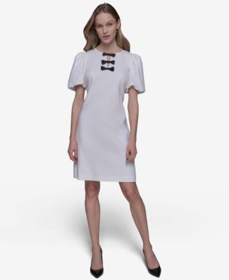 KARL LAGERFELD PARIS - Women's Bow-Trim A-Line Dress