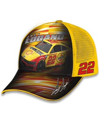 Checkered Flag Sports - Men's and Women's Yellow Joey Logano Shell-Pennzoil Adjustable Trucker Hat