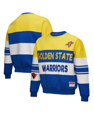Mitchell & Ness - Women's Gold/Royal Golden State Warriors Blocked Pullover Sweatshirt