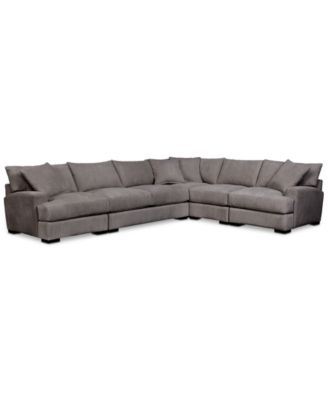 Furniture - Rhyder 5-Pc. Chaise Sectional  (111" x 143" w/ Armless Apartment Chair)