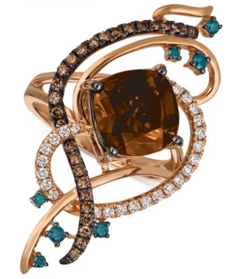 Le Vian - Chocolate Quartz&reg; (3-3/4 ct. t.w.) & Diamond (3/4 ct. t.w.) Statement Ring in 14k Rose Gold