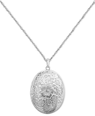 Macy's - Sterling Silver Necklace, Four Photo Engraved Locket