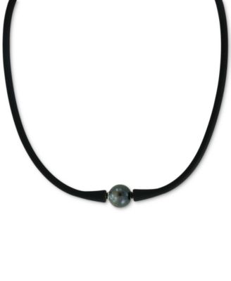 EFFY Collection - Black Cultured Freshwater Pearl (11mm) Silicone Rubber 14" Choker Necklace