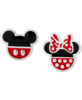 Disney - Minnie & Mickey Mouse Mismatched Stud Earrings in Sterling Silver