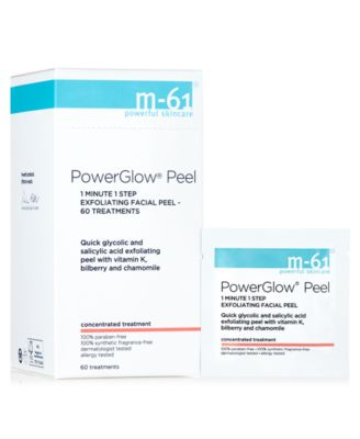 m-61 by Bluemercury - PowerGlow Peel 1 Minute 1 Step Exfoliating Facial Peel, 60 treatments