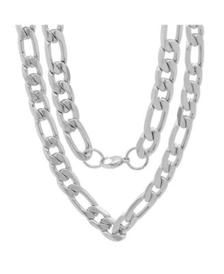 STEELTIME - Men's Stainless Steel Accented 10mm Figaro Chain link 24" from