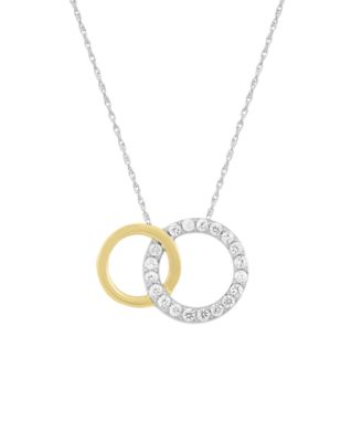 Macy's - WEAR IT BOTH WAYS Diamond (1/5 ct. t.w.) Interlocking Circles Pendant Necklace in 14k two-tone White and Yellow Gold