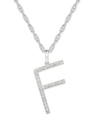 Macy's - Diamond Initial 18" Pendant Necklace (1/6 to 1/3 ct. t.w.) in 14K White Gold