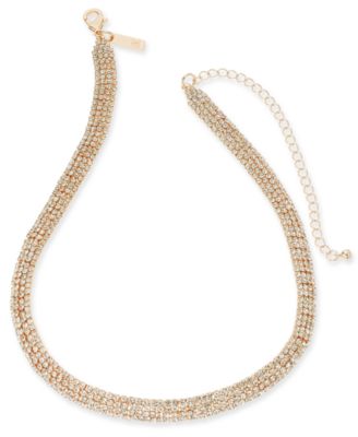 I.N.C. International Concepts - Rhinestone Mesh Statement Necklace, 15" + 4" extender