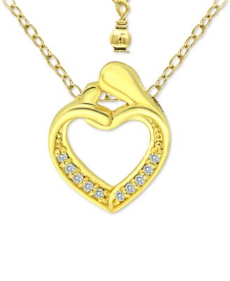 Giani Bernini - Cubic Zirconia "Mother & Child" Heart Pendant Necklace in 18k Gold Plated Sterling Silver, 16" + 2" extender