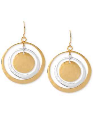 Robert Lee Morris Soho - Earrings, Two-Tone Hammered Circle Orbital Earrings
