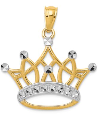 Macy's - Crown Charm Pendant in 14K Gold with Rhodium Plating