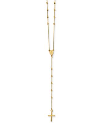 Macy's - Cross Rosary 24" Lariat Necklace in 14k Yellow Gold