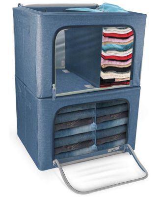 Sorbus - Storage Bin Set with Divided Interior, Foldable /Stackable Organizer Basket Set with Large Clear Window & Carry Handles, for Bedding, Linen, Clothes