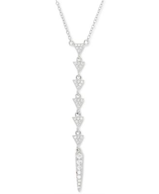 Macy's - Cubic Zirconia Triangle Lariat Necklace in Sterling Silver, 16" + 2" extender